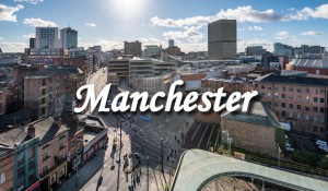 View over Manchester city from high up.